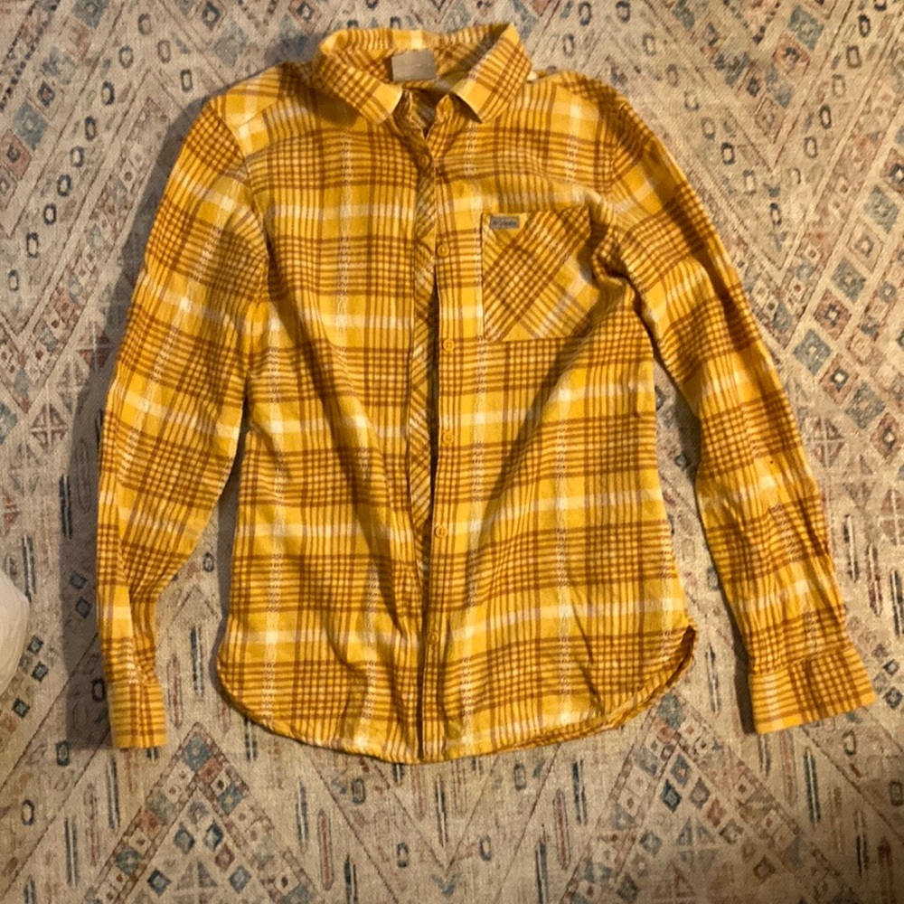 Yellow Plaid Women’s Shirt Columbia Size Small